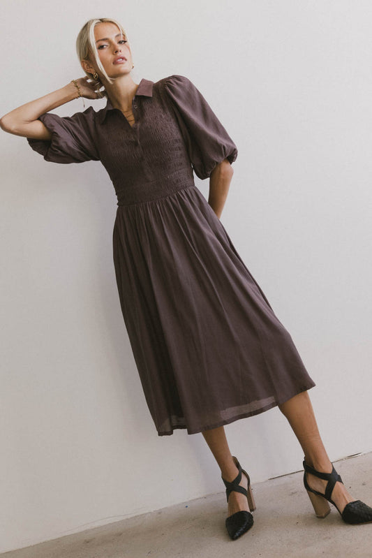 short sleeve collared midi dress 