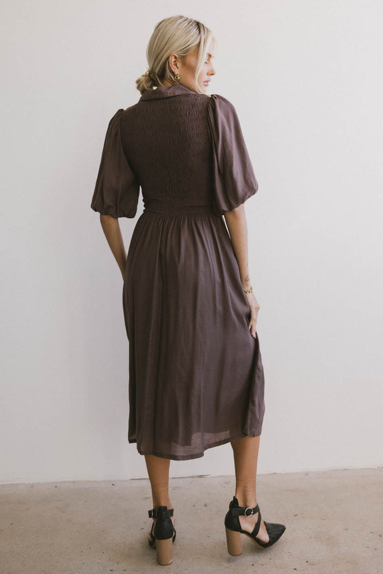 mauve short sleeve midi dress
