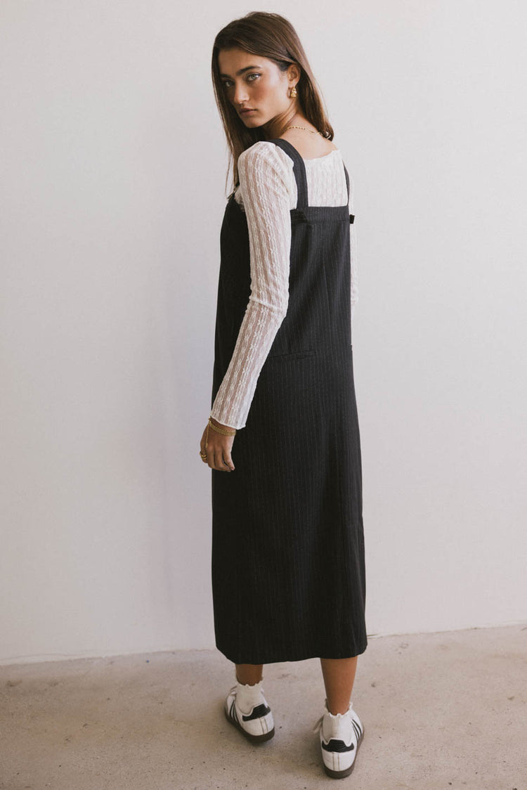 black pinstripe overalls