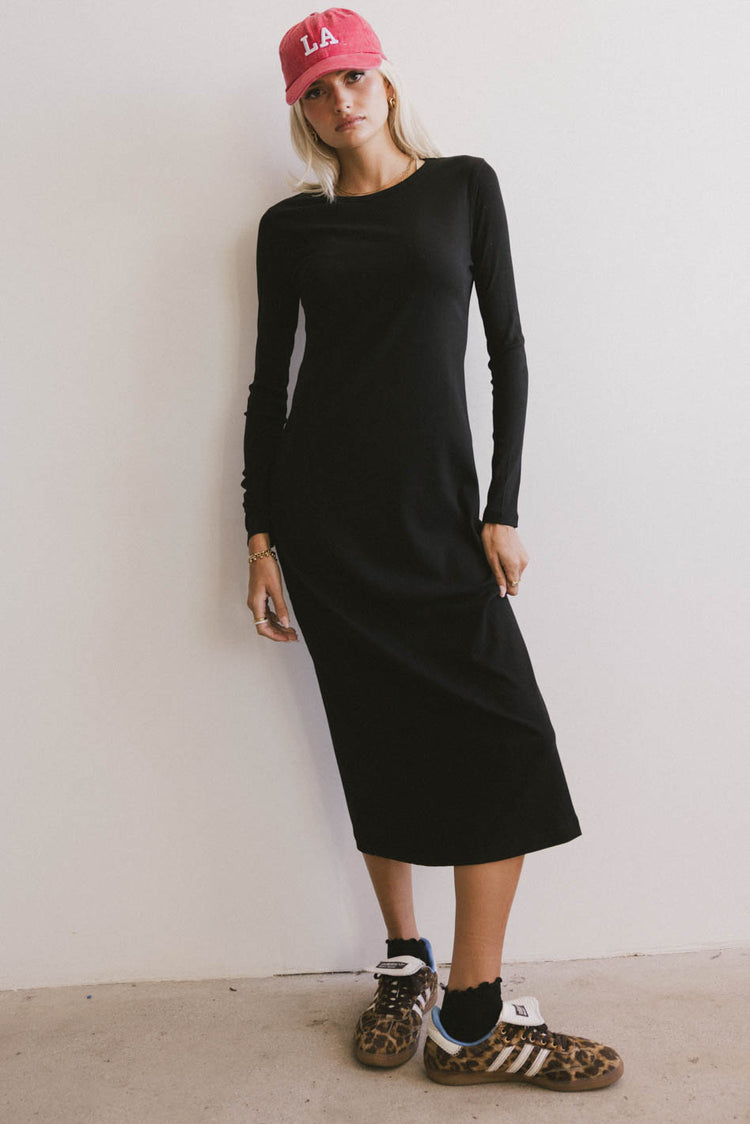 LONG SLEEVE RIBBEED DRESS
