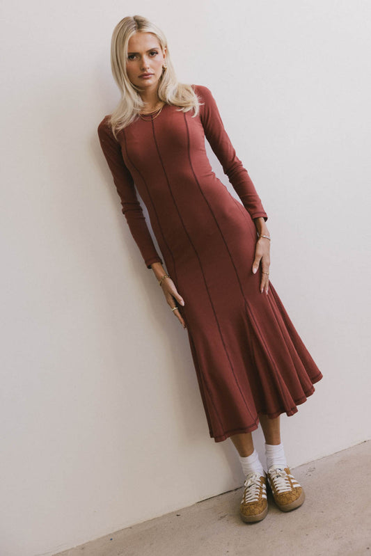 LONG SLEEVE RUST DRESS