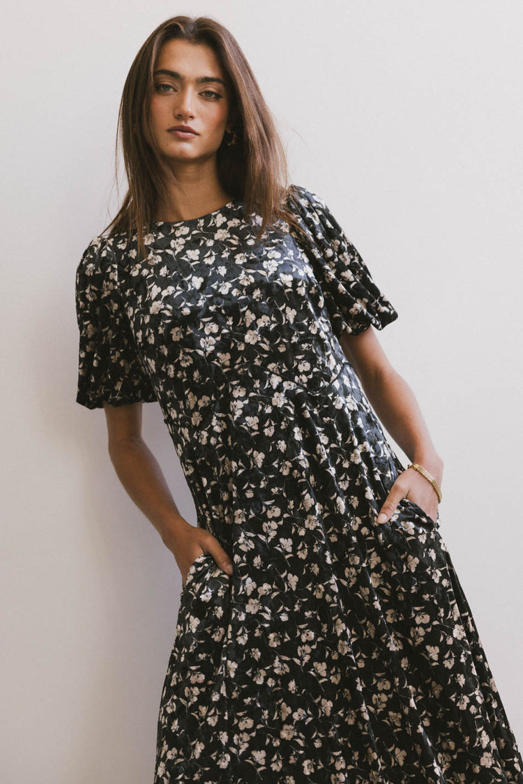 VELVET FLORAL DRESS