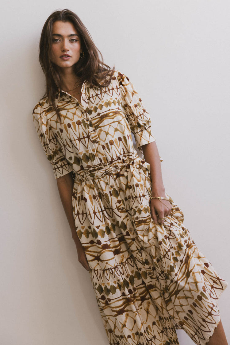 wrap dress with abstract print