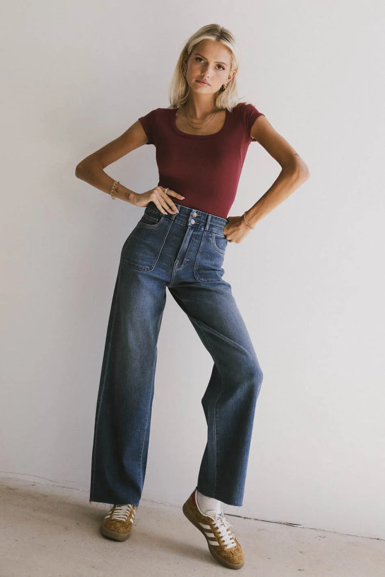 High rise denim pants 