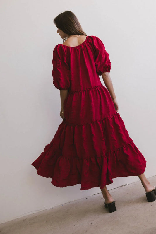 Tiered skirt dress in red