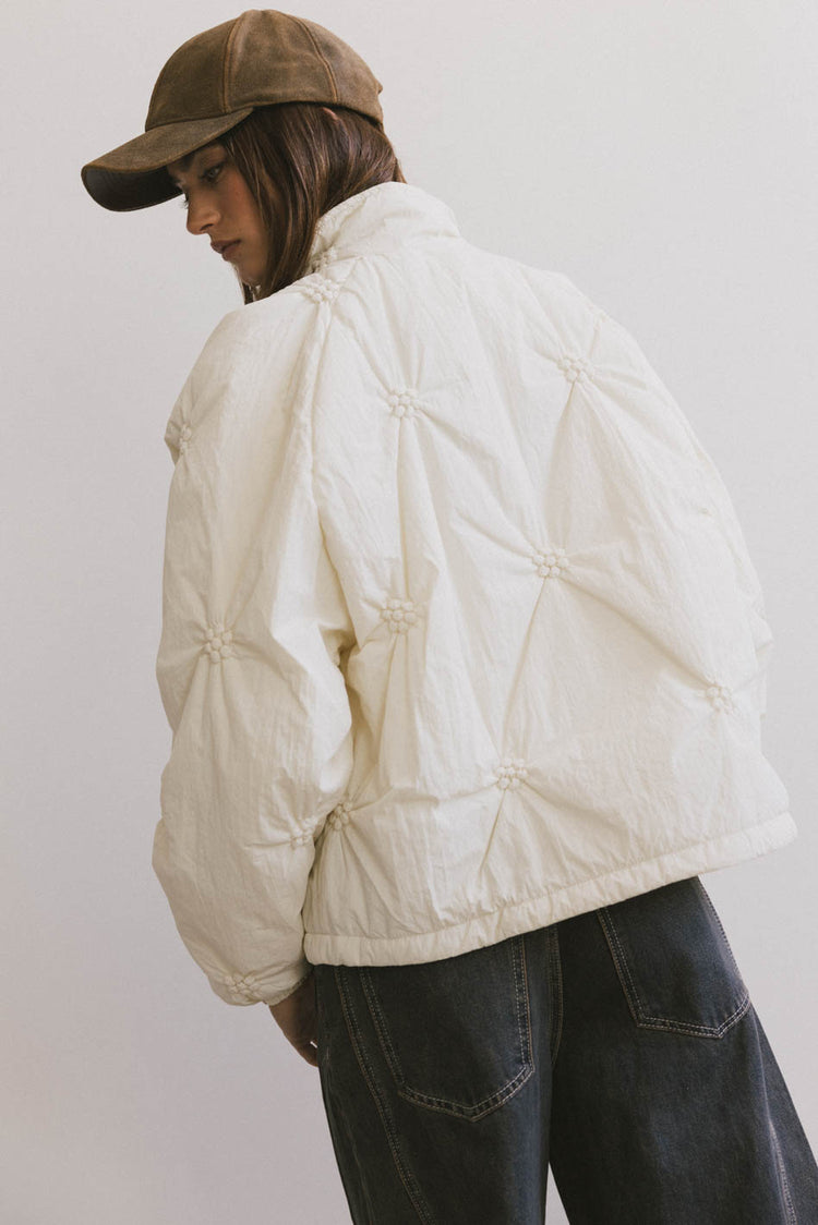 quilted puffer coat in white