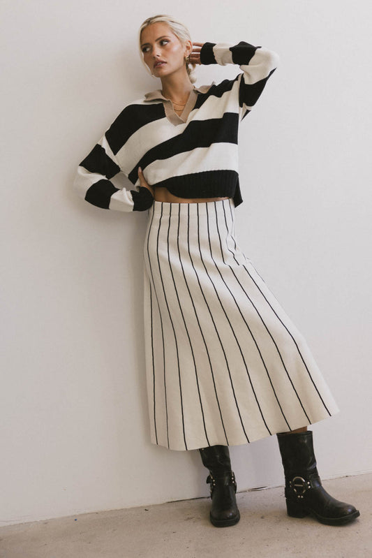 striped midi skirt