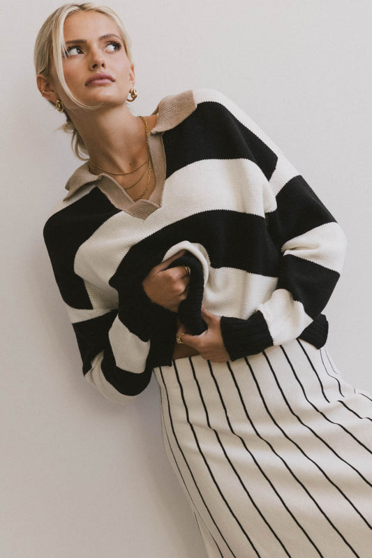 striped sweater with collar