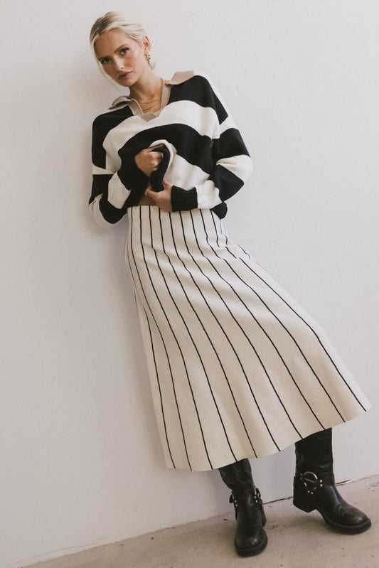 black and ivory striped sweater