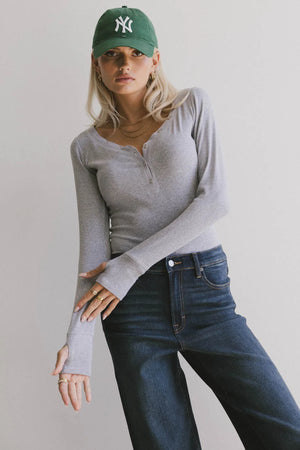 Zela Ribbed Top in Heather Grey