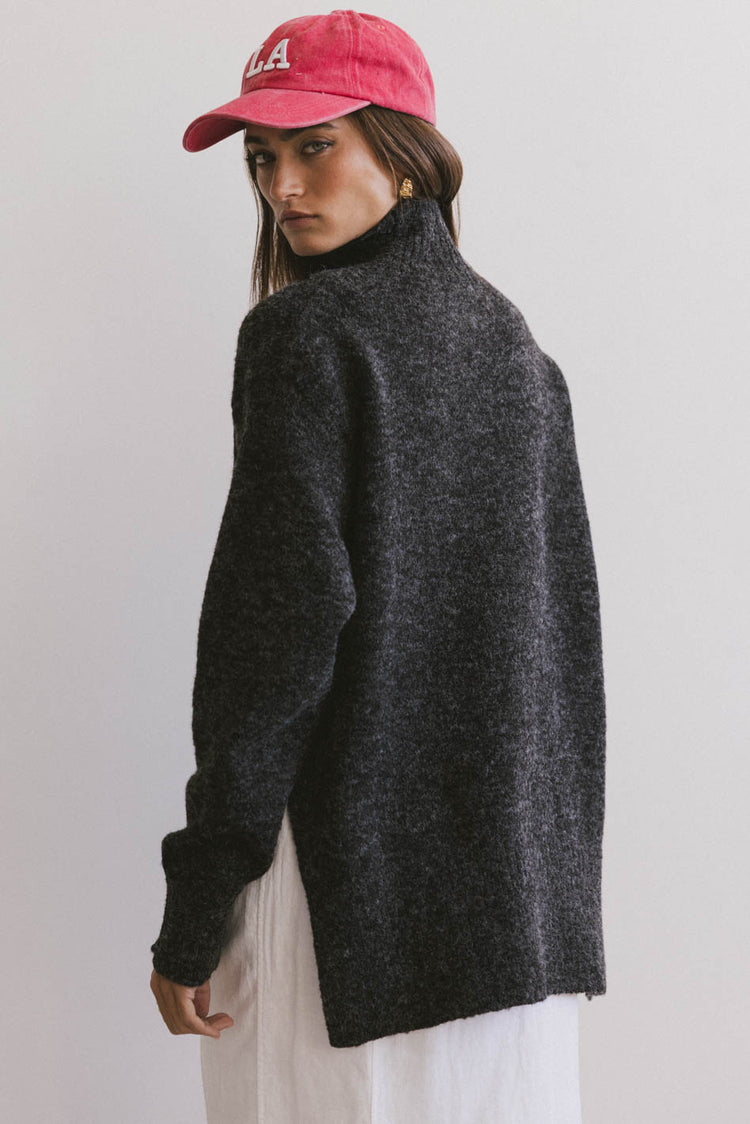 washed black textured sweater