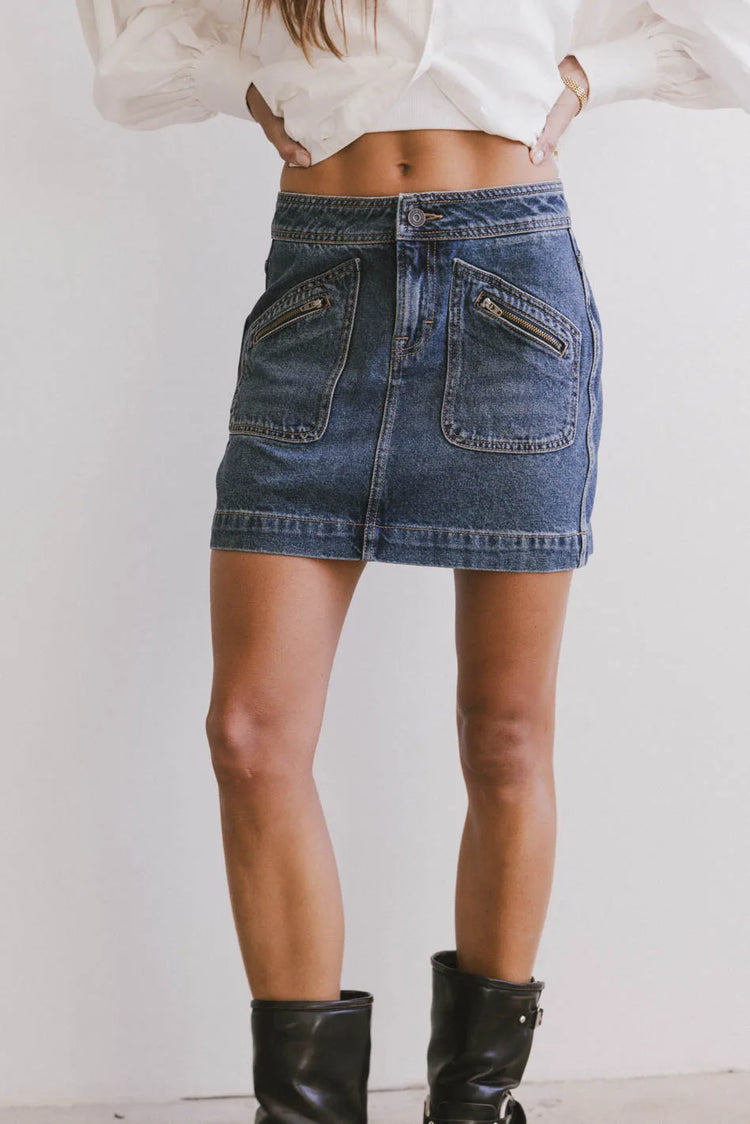 High rise denim skirt in medium was 