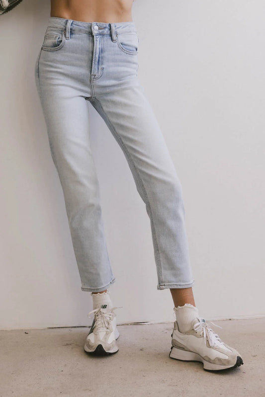 High rise light washed denim 