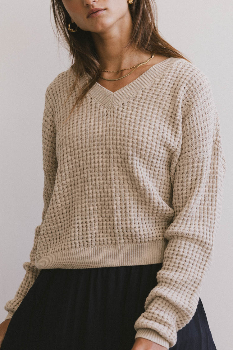 waffle v neck sweater