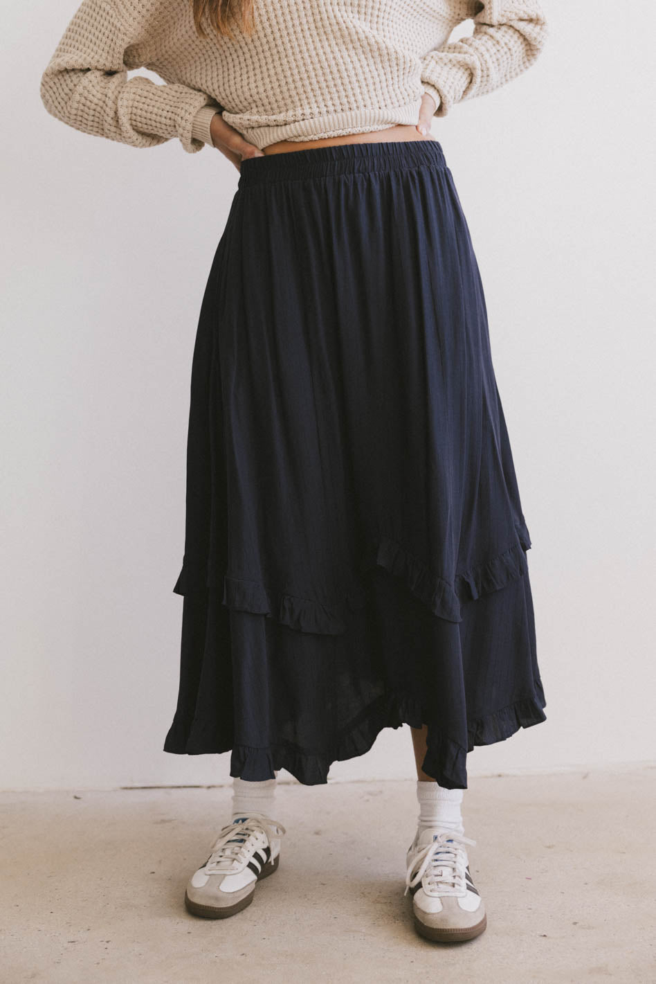 Navy skirt midi hotsell