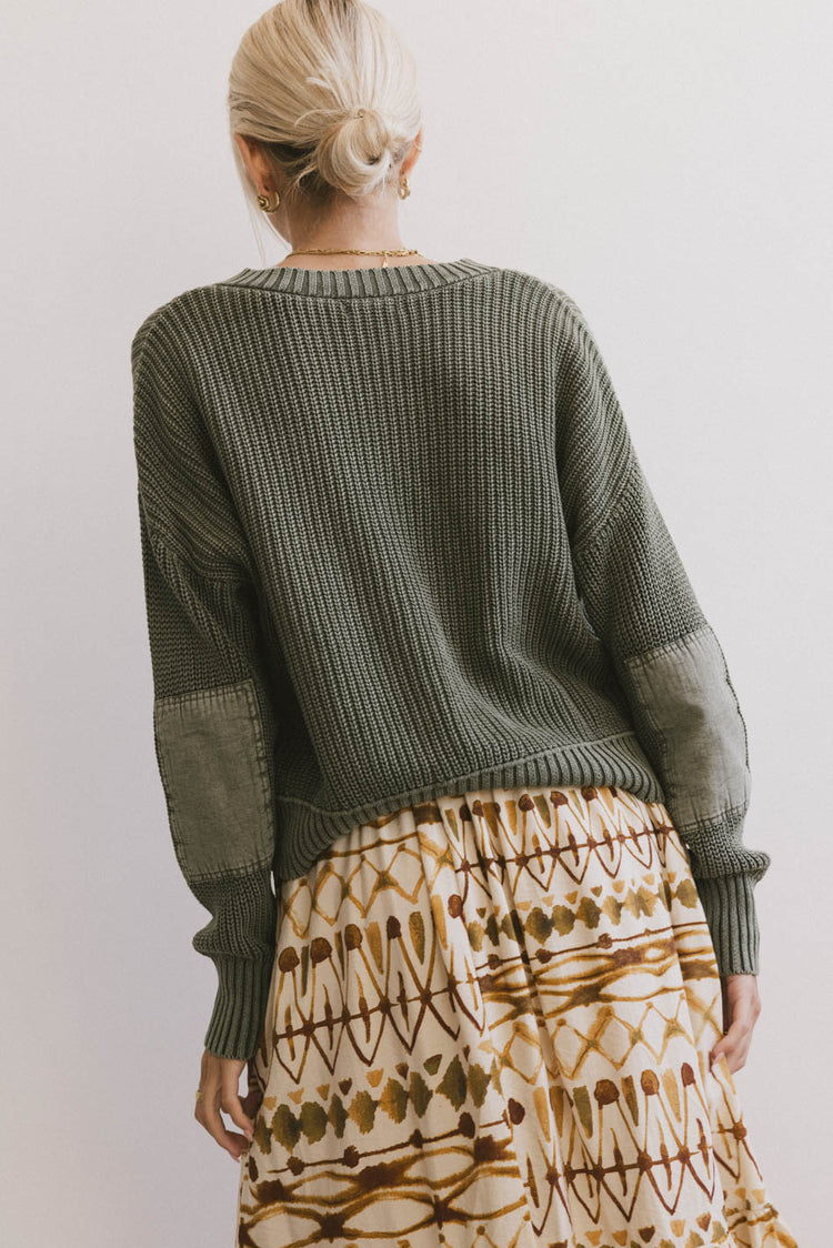 elbow patch sweater in green