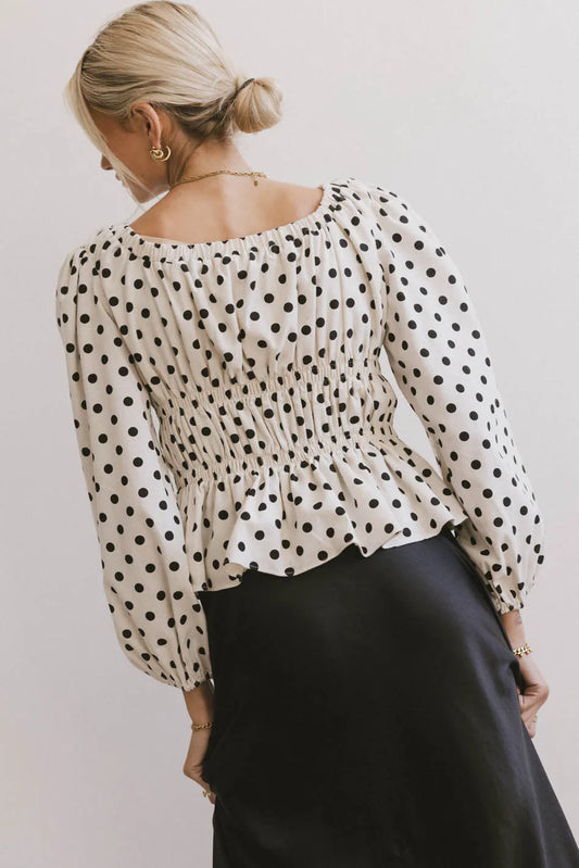 Elastic waist top in cream 