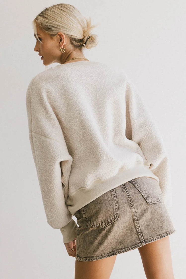 Plain color sweatshirt in cream 