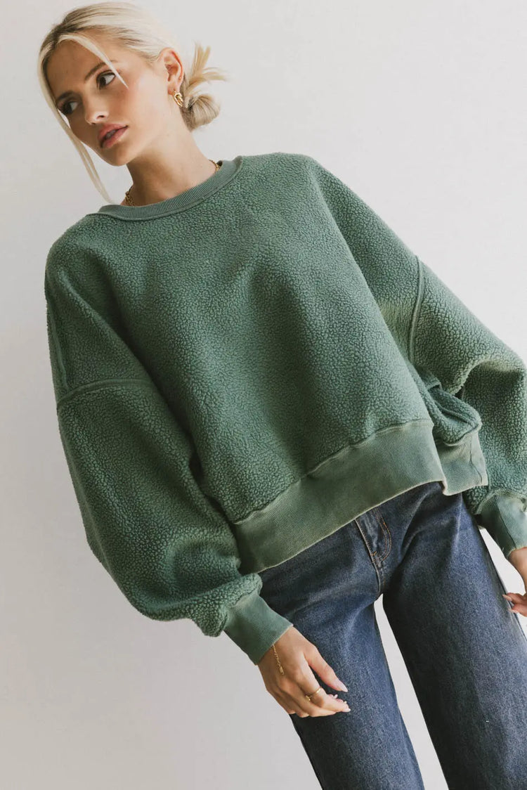 Long sleeves sweatshirt in green 