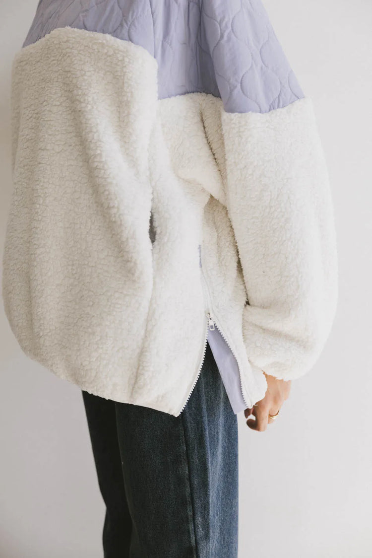 Zip up side sweater in white 