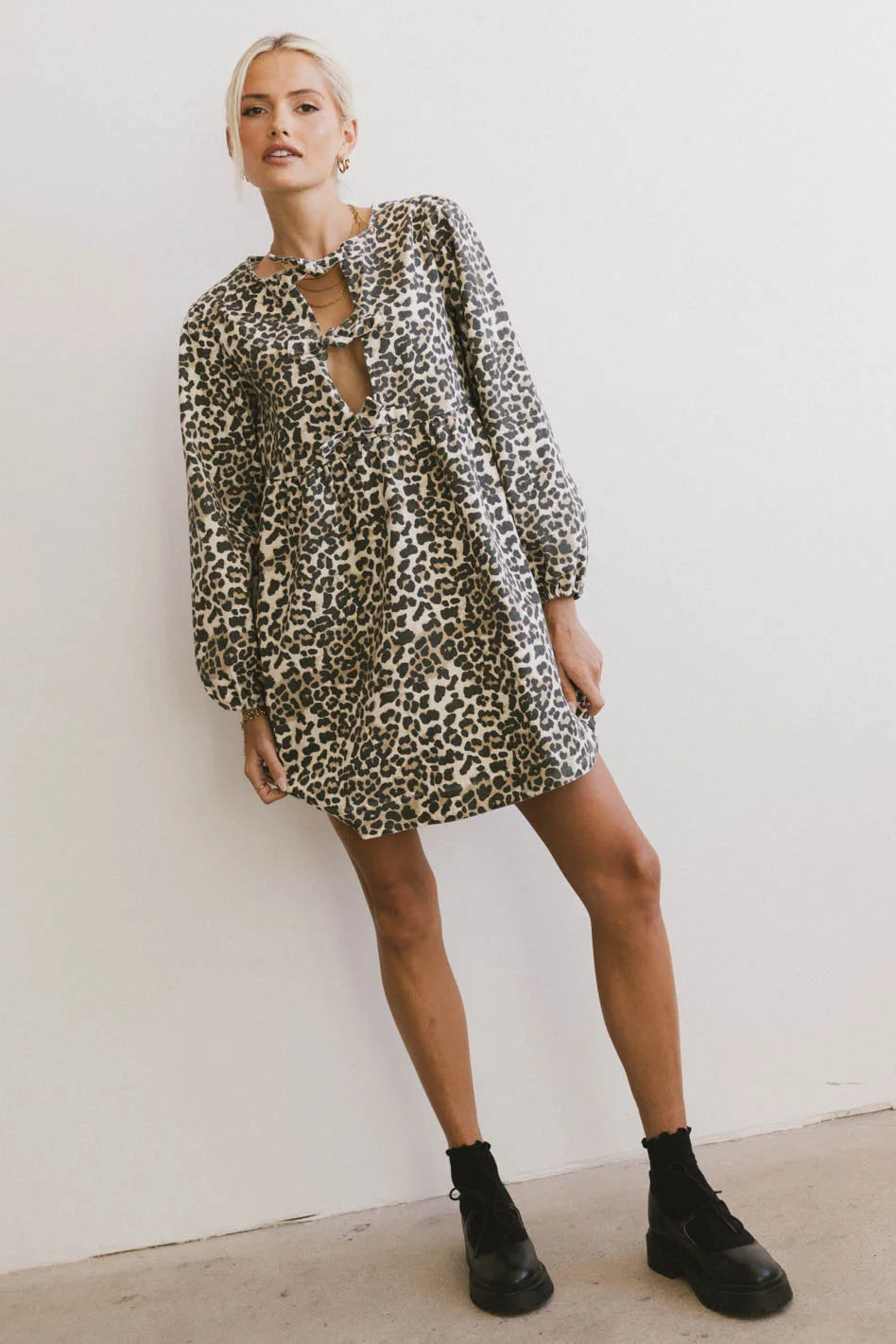 Tyler Peplum Mini Dress in Leopard - FINAL SALE Tyler Peplum Mini Dress in Leopard - FINAL SALE