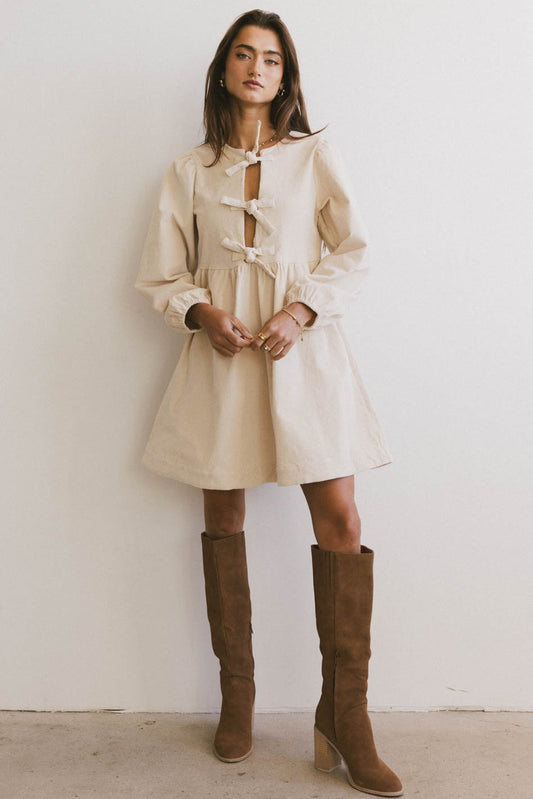 CREAM CORDUROY DRESS