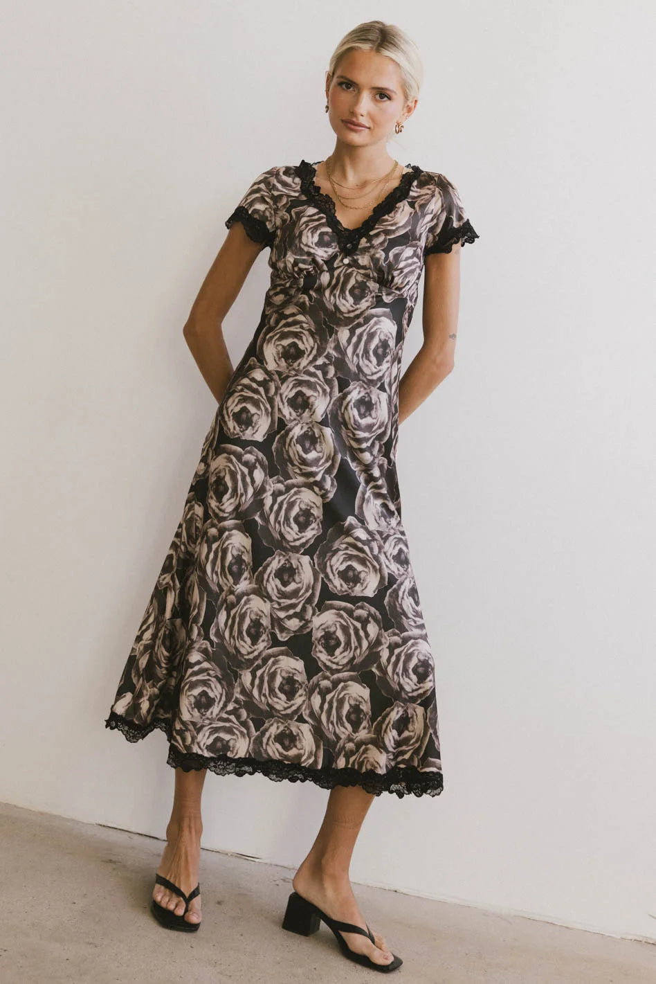Beatriz Lace Trim Midi Dress - FINAL SALE Beatriz Lace Trim Midi Dress - FINAL SALE