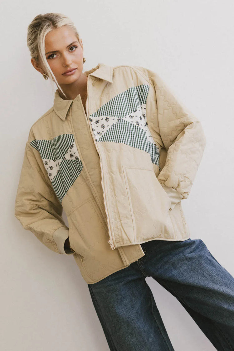 Quilted jacket in khaki 