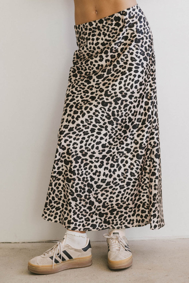 printed maxi skirt with leopard print