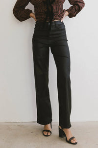 High rise denim pants in black 