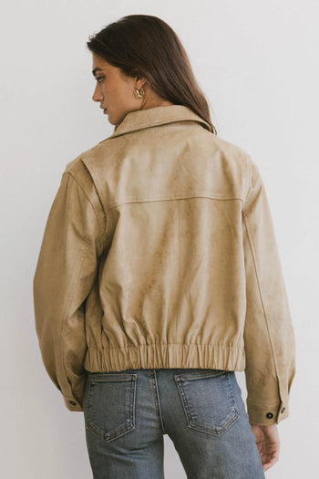 Plain color suede jacket in brown 