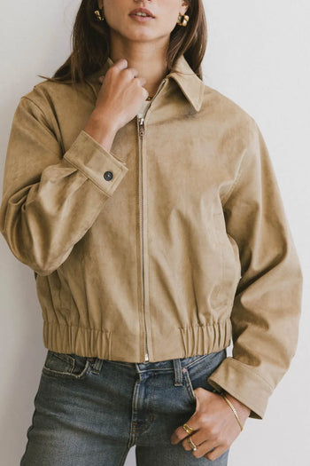 Long sleeves bomber jacket in brown 