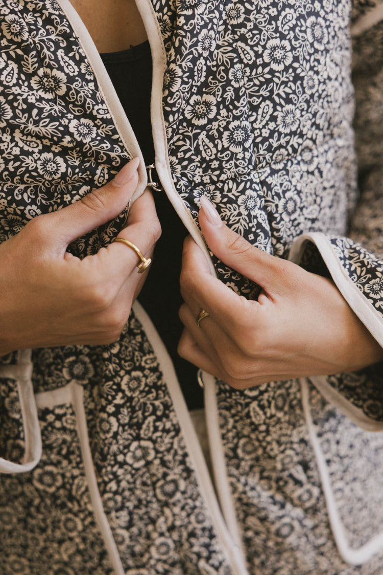 floral printed black jacket 