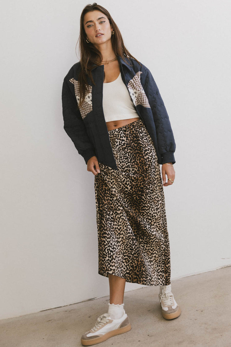 SATIN PRINT MAXI SKIRT