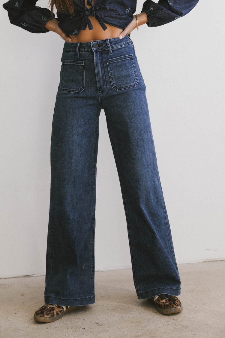 front pocket dark denim pants