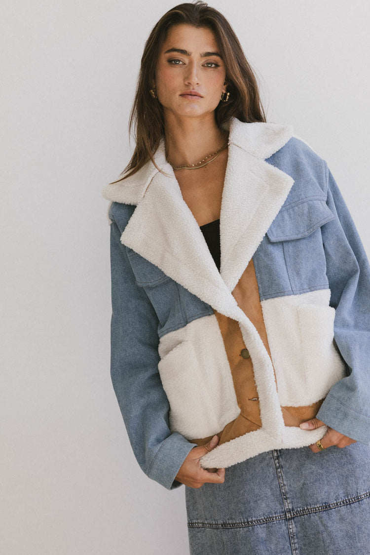 DENIM AND SHERPA COAT