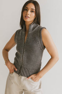 textured zip up vest