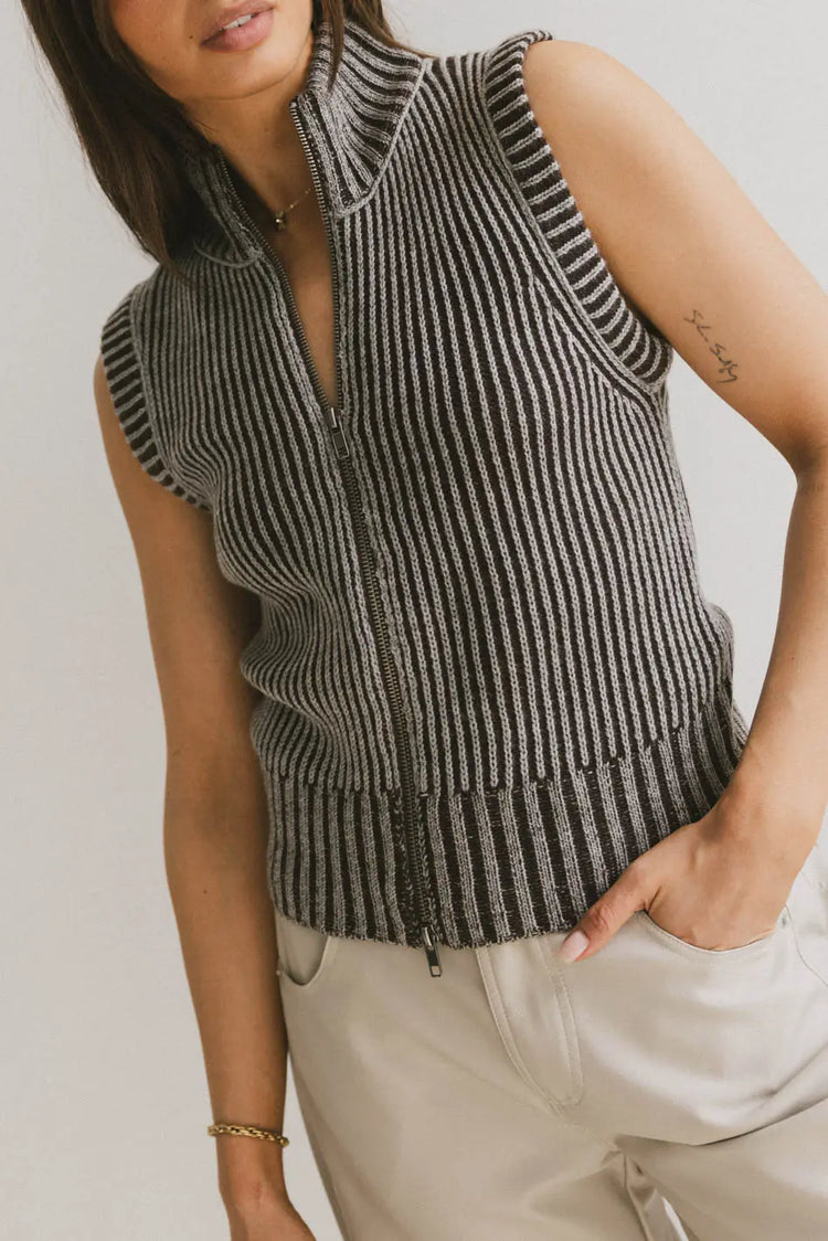 Ribbed vest sweater in grey 