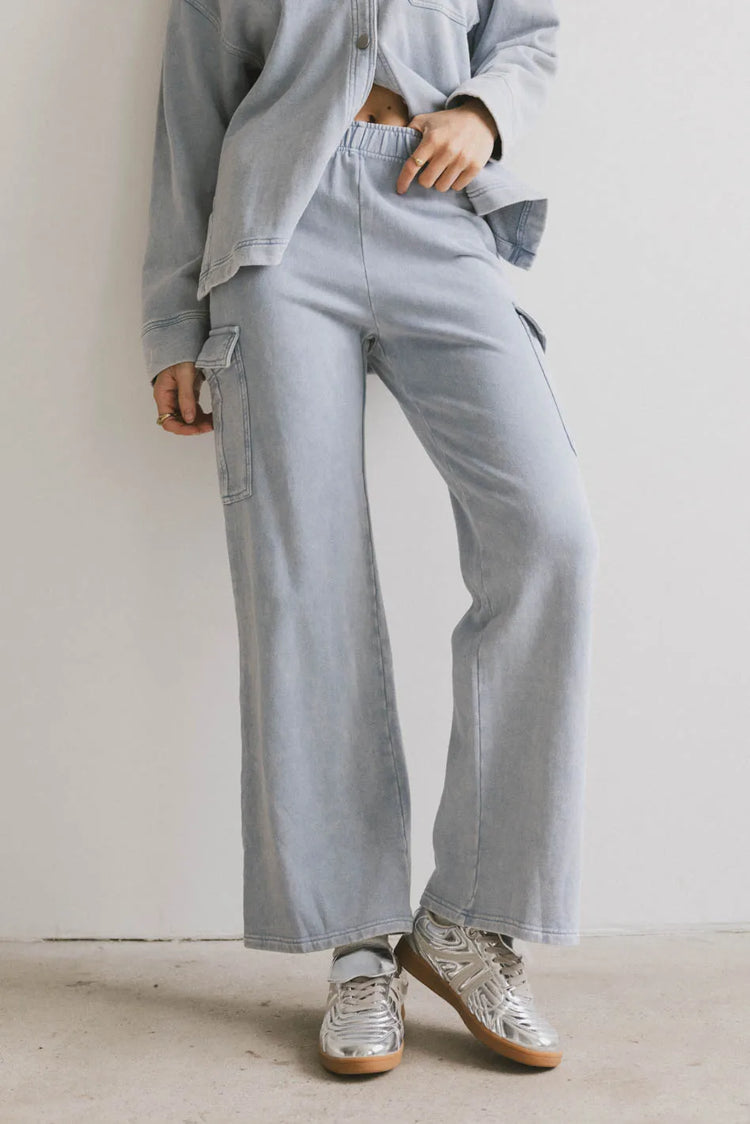 Elastic waist pants in blue 