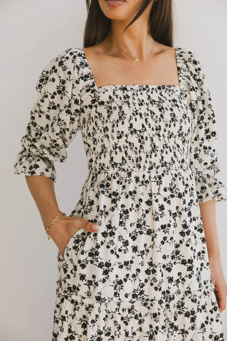 3/4 Sleeves dress in cream 