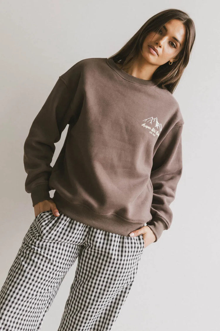 Plain color sweatshirt in brown 