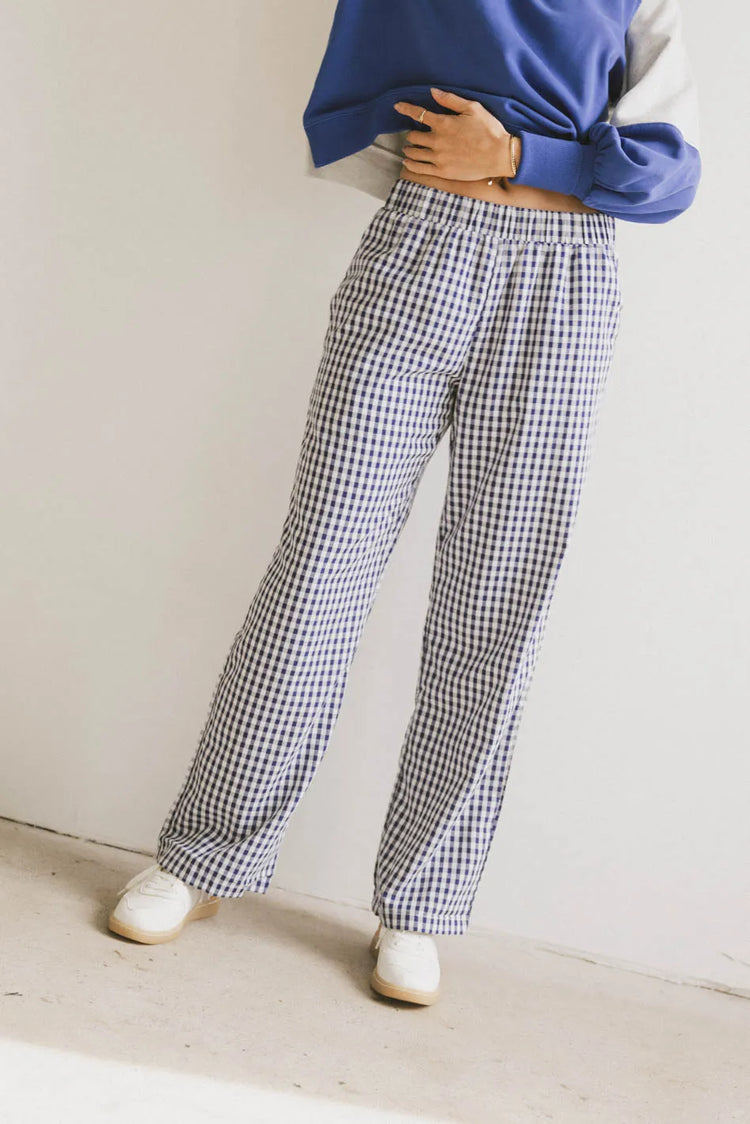 Elastic waist pants in blue 