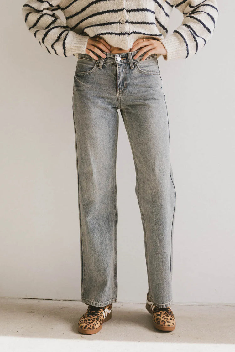 High rise denim in medium wash 