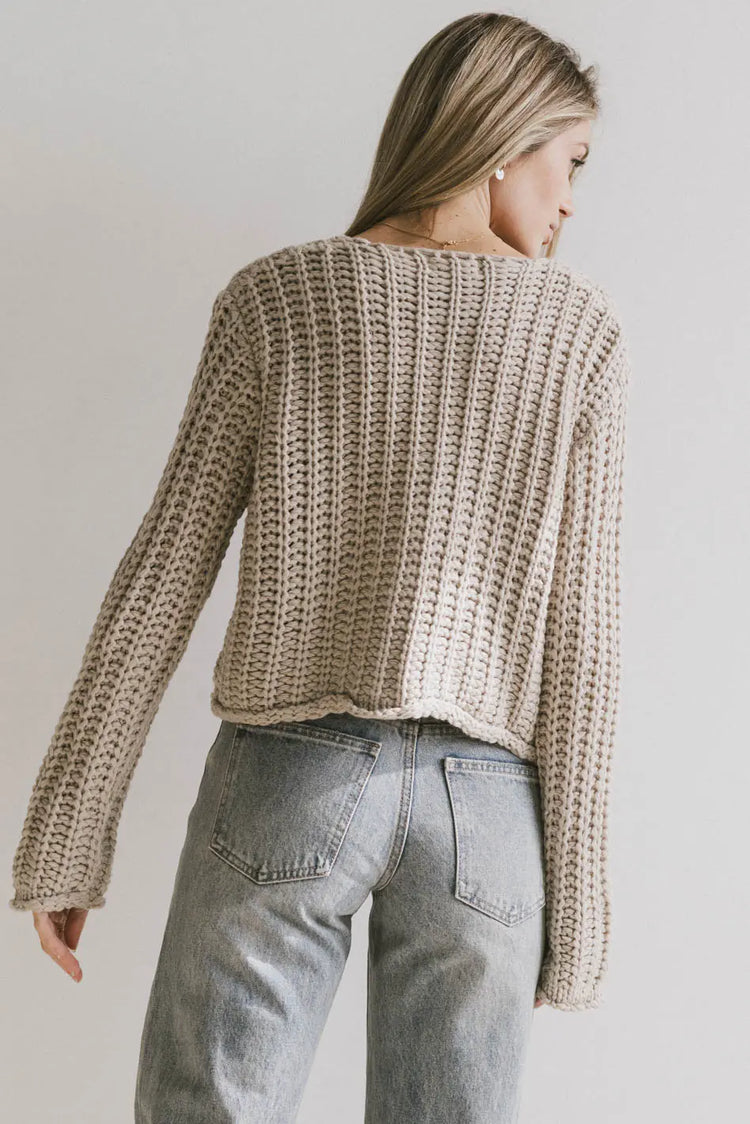 Crocheted sweater in tan 