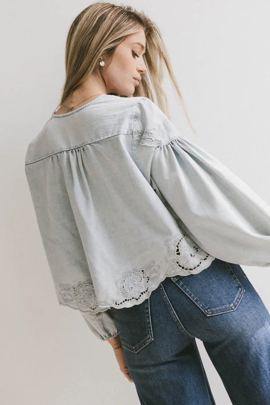 Plain color denim top 