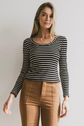 Round neck top in black 