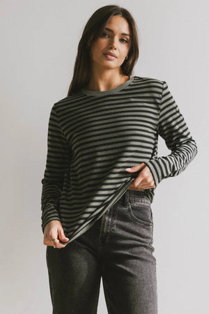 Reggie Striped Top in Olive and Black