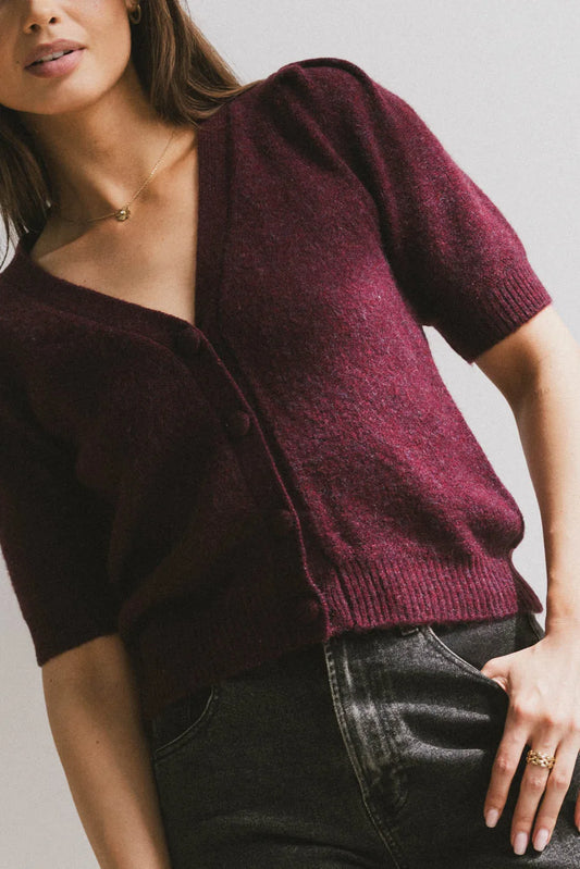 V-Neck top in burgundy 