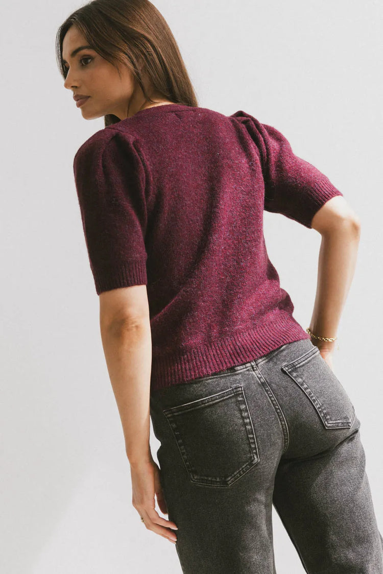 Plain color top in burgundy 