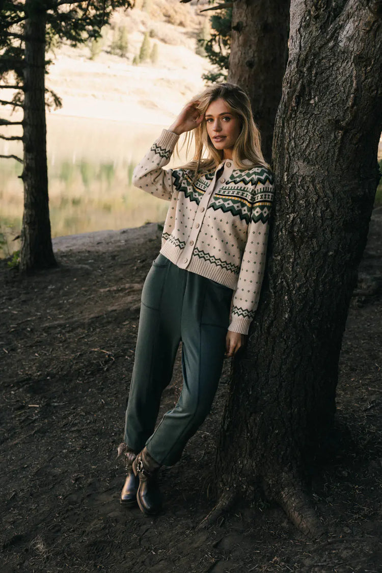 Knit pants in hunter green 